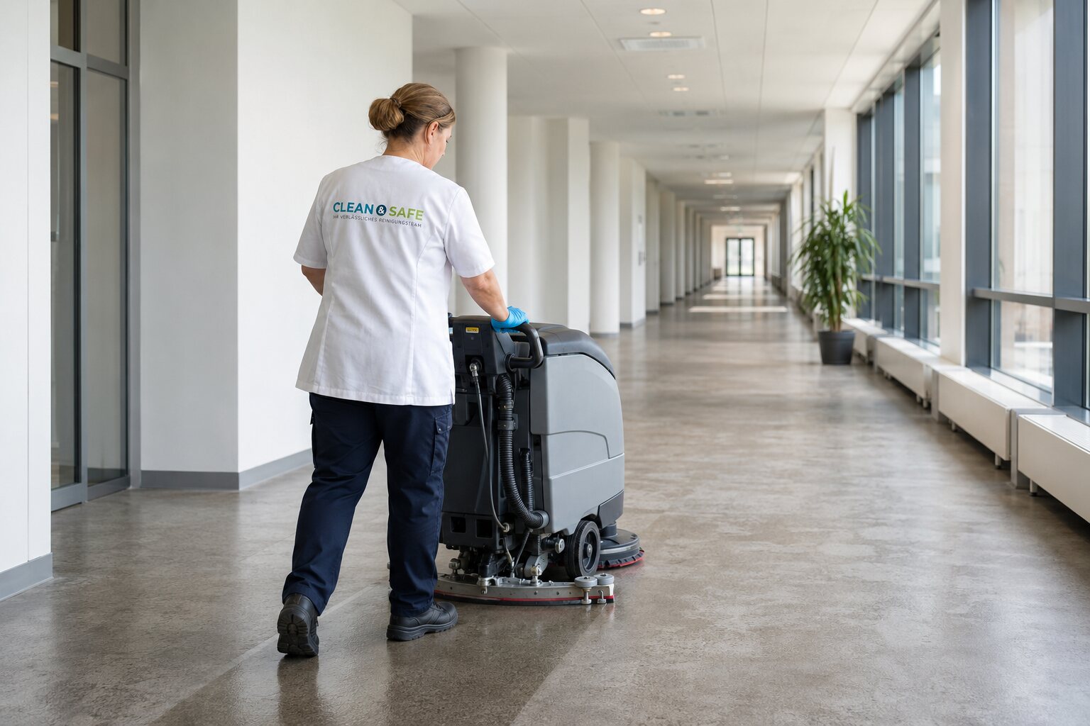 Grundreinigung mit professioneller Scheuersaugmaschine